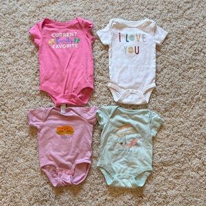 Assorted Baby Bodysuit Onesies Pink Shortie I Love You Beach Day 3-6 Months